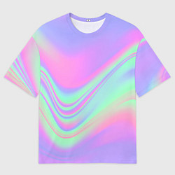Футболка оверсайз мужская Цветные волны, цвет: 3D-принт
