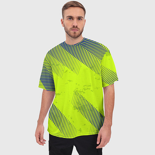 Мужская футболка оверсайз Green sport style / 3D-принт – фото 3