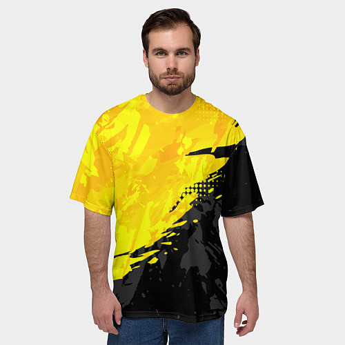 Мужская футболка оверсайз Black and yellow / 3D-принт – фото 3
