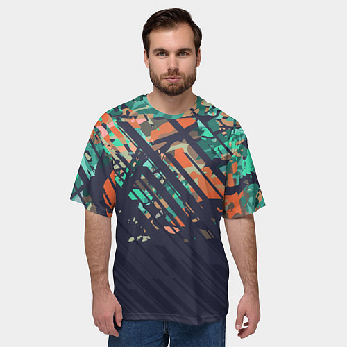 Мужская футболка оверсайз Текстурный камуфляж / 3D-принт – фото 3