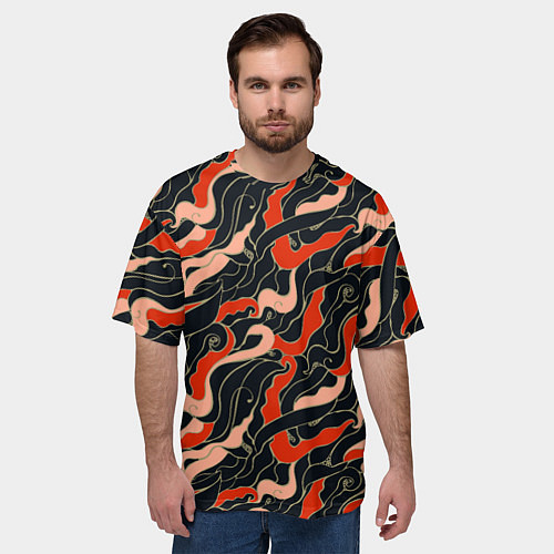 Мужская футболка оверсайз Japanese pattern / 3D-принт – фото 3