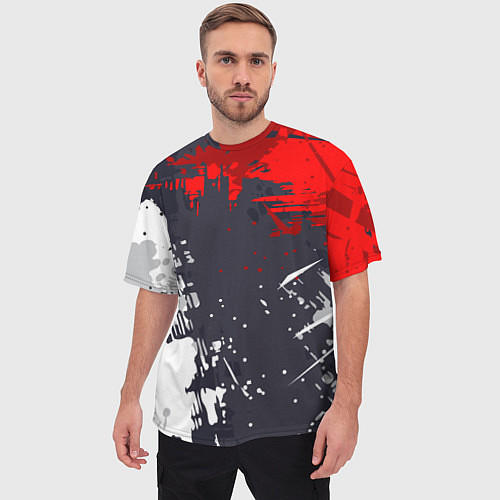 Мужская футболка оверсайз Абстрактные брызги / 3D-принт – фото 3