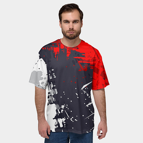 Мужская футболка оверсайз Абстрактные брызги / 3D-принт – фото 3