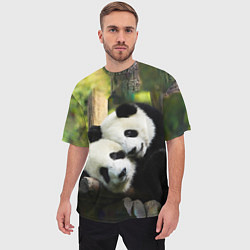 Футболка оверсайз мужская Влюблённые панды, цвет: 3D-принт — фото 2