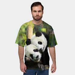 Футболка оверсайз мужская Влюблённые панды, цвет: 3D-принт — фото 2