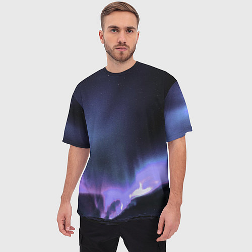 Мужская футболка оверсайз Northern lights / 3D-принт – фото 3