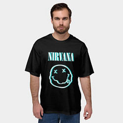 Футболка оверсайз мужская Nirvana неон, цвет: 3D-принт — фото 2