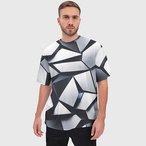 Мужская футболка оверсайз Объемные кристаллы - паттерн / 3D-принт – фото 3