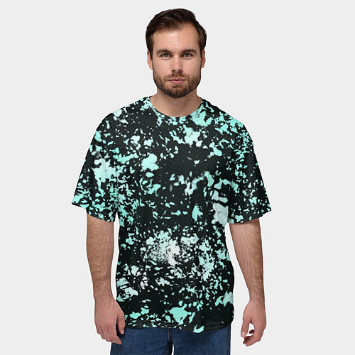 Мужская футболка оверсайз Абстракция текстура Снег / 3D-принт – фото 3