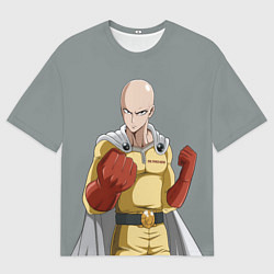 Футболка оверсайз мужская Ванпанчмен - герой Сайтама, цвет: 3D-принт