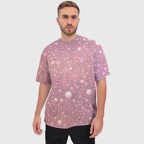 Мужская футболка оверсайз Pink bubbles / 3D-принт – фото 3