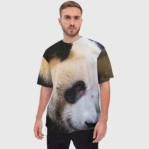 Мужская футболка оверсайз Загадочная панда / 3D-принт – фото 3