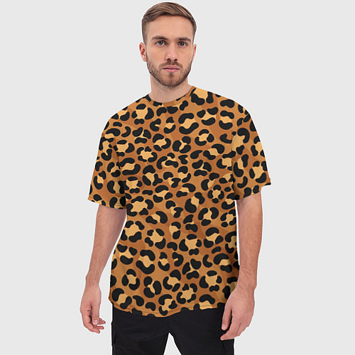 Мужская футболка оверсайз Леопардовый цвет / 3D-принт – фото 3