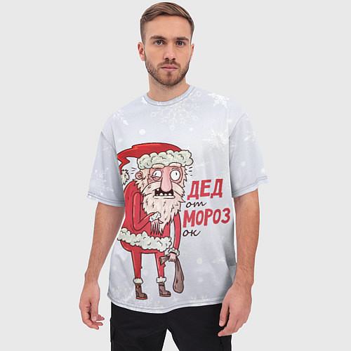 Мужская футболка оверсайз Отмороженный дед Мороз / 3D-принт – фото 3