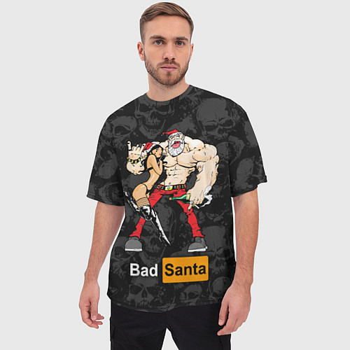 Мужская футболка оверсайз Bad Santa and sexy girl / 3D-принт – фото 3
