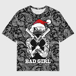 Футболка оверсайз мужская Bad girl with guns in a bandana, цвет: 3D-принт