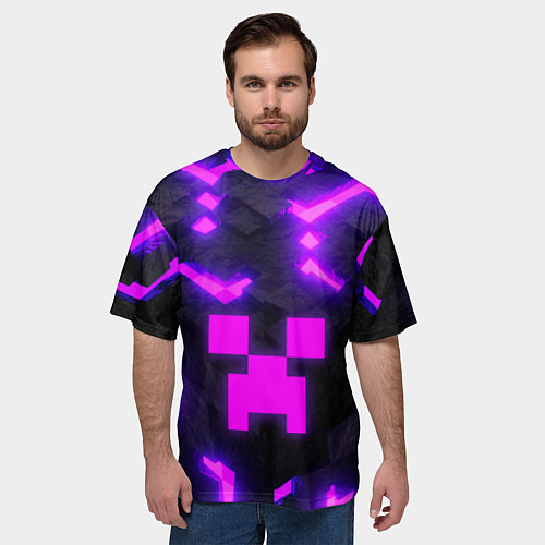 Мужская футболка оверсайз Майнкрафт розовый / 3D-принт – фото 3