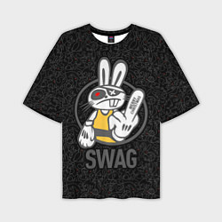 Футболка оверсайз мужская SWAG, bad rabbit, merry Christmas, цвет: 3D-принт