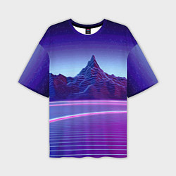 Футболка оверсайз мужская Neon mountains - Vaporwave, цвет: 3D-принт