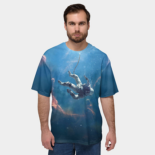 Мужская футболка оверсайз Оторвавшийся от космического корабля космонавт - N / 3D-принт – фото 3