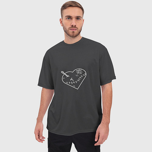 Мужская футболка оверсайз Раненное сердце в швах / 3D-принт – фото 3