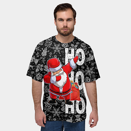 Мужская футболка оверсайз Santa Claus, dabbing, through the snow / 3D-принт – фото 3