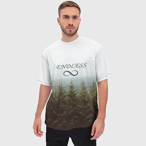 Мужская футболка оверсайз Бесконечный лес / 3D-принт – фото 3