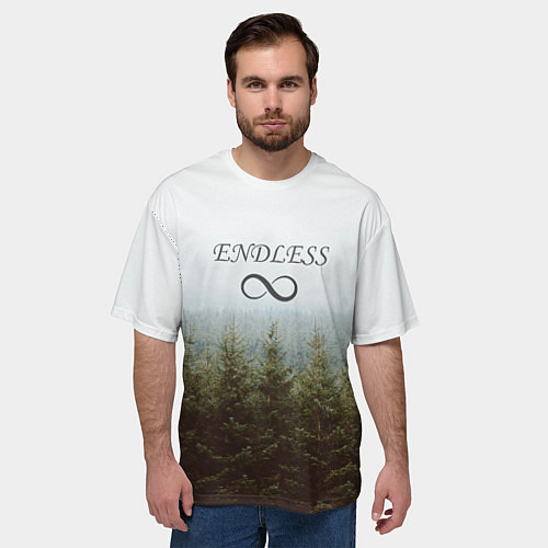 Мужская футболка оверсайз Бесконечный лес / 3D-принт – фото 3