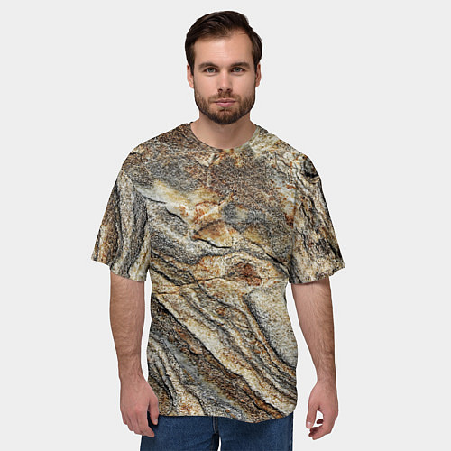 Мужская футболка оверсайз Камень stone / 3D-принт – фото 3