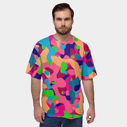 Мужская футболка оверсайз Абстракция в психоделических цветах / 3D-принт – фото 3