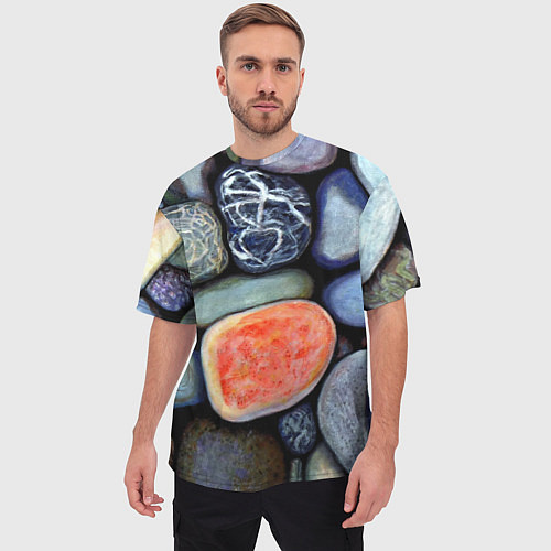 Мужская футболка оверсайз Цветные камушки / 3D-принт – фото 3