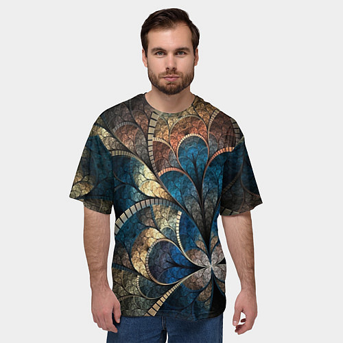 Мужская футболка оверсайз Древний витраж / 3D-принт – фото 3