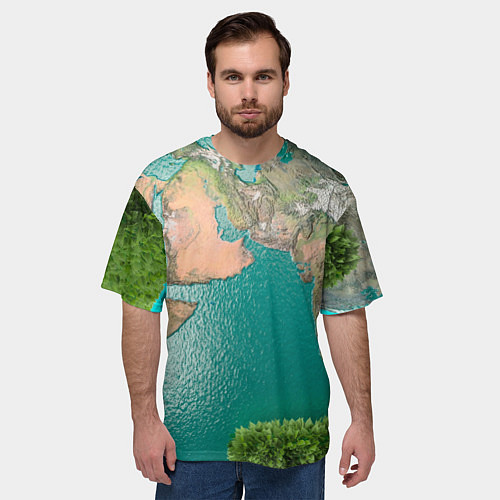 Мужская футболка оверсайз Карта Земли / 3D-принт – фото 3