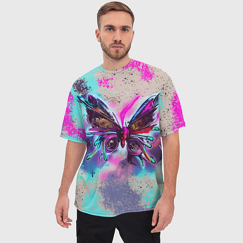Мужская футболка оверсайз Бабочка в стиле стимпанк / 3D-принт – фото 3