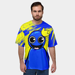 Футболка оверсайз мужская Радужные друзья радостный Синий, цвет: 3D-принт — фото 2