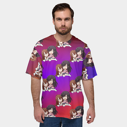 Мужская футболка оверсайз Комари и Хотару - Деревенская глубинка / 3D-принт – фото 3