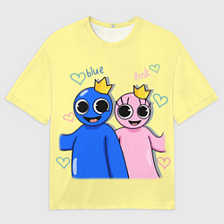 Футболка оверсайз мужская Радужные друзья: Синий и Розовая, цвет: 3D-принт