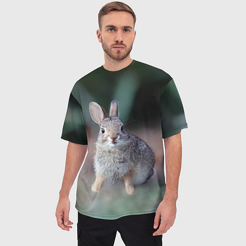Мужская футболка оверсайз Малыш кролик / 3D-принт – фото 3