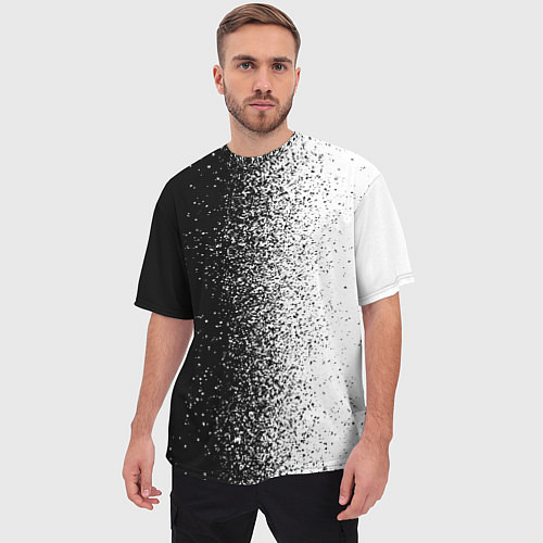 Мужская футболка оверсайз Брызги красок - Черно-белый / 3D-принт – фото 3