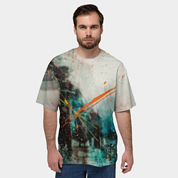 Футболка оверсайз мужская Синий туман и краски, цвет: 3D-принт — фото 2