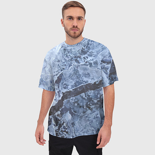 Мужская футболка оверсайз Лёд - зимняя текстура / 3D-принт – фото 3
