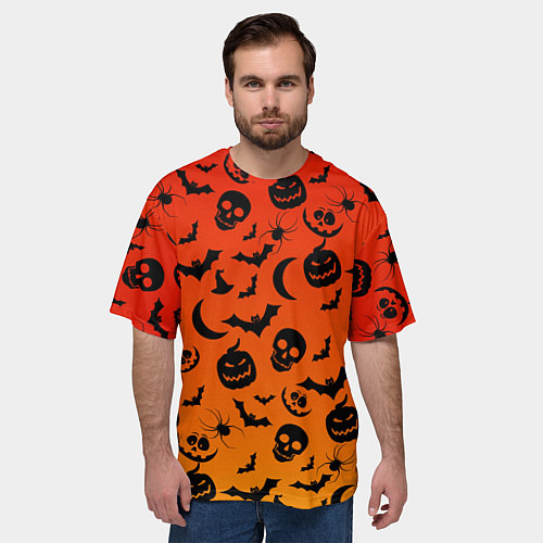 Мужская футболка оверсайз НАСТРОЕНИЕ Halloween / 3D-принт – фото 3