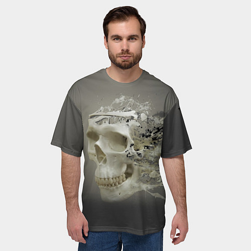Мужская футболка оверсайз Vanguard skull - destroyed / 3D-принт – фото 3