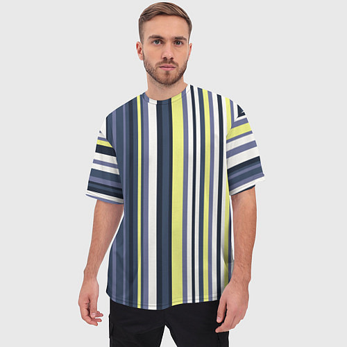 Мужская футболка оверсайз Абстрактные разноцветные линии / 3D-принт – фото 3