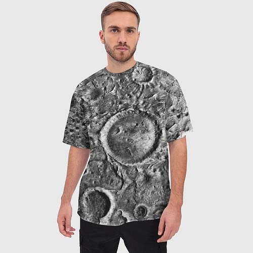 Мужская футболка оверсайз Поверхность луны / 3D-принт – фото 3