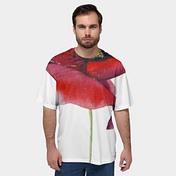 Футболка оверсайз мужская Цветок мак, цвет: 3D-принт — фото 2