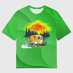 Футболка оверсайз мужская Домик на колесах, цвет: 3D-принт