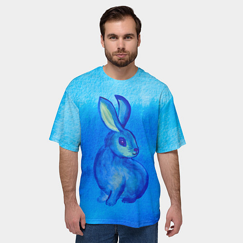 Мужская футболка оверсайз Водяной кролик символ 2023 / 3D-принт – фото 3