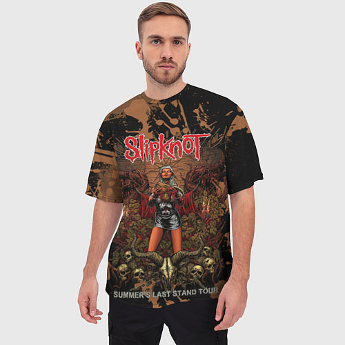 Мужская футболка оверсайз Slipknot satan girl / 3D-принт – фото 3