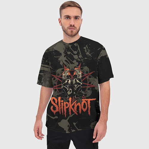 Мужская футболка оверсайз Slipknot dark satan / 3D-принт – фото 3